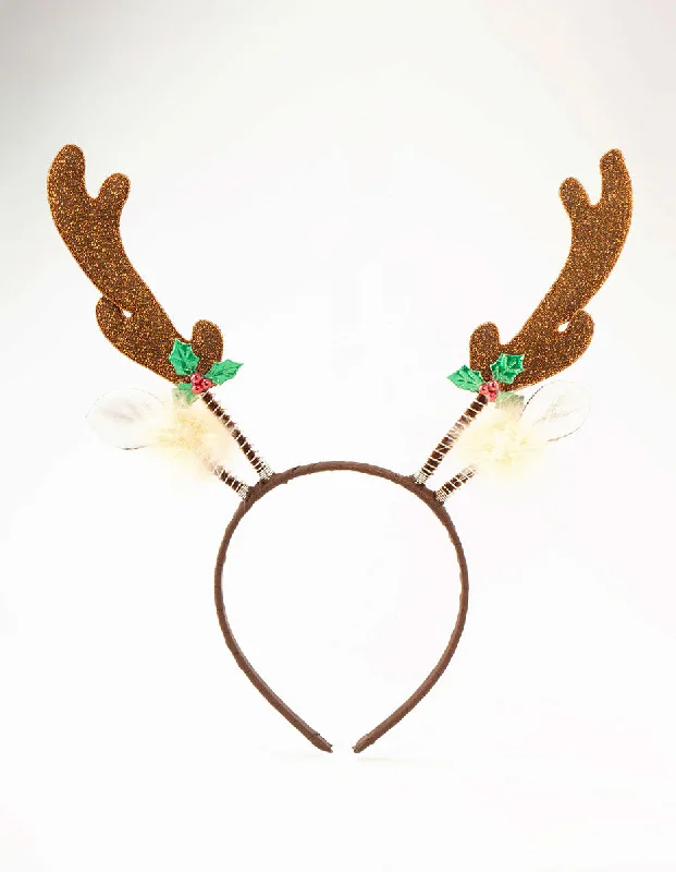 Best hoop earrings with matte finish for a sophisticated, understated design-Glitter Reindeer Headband