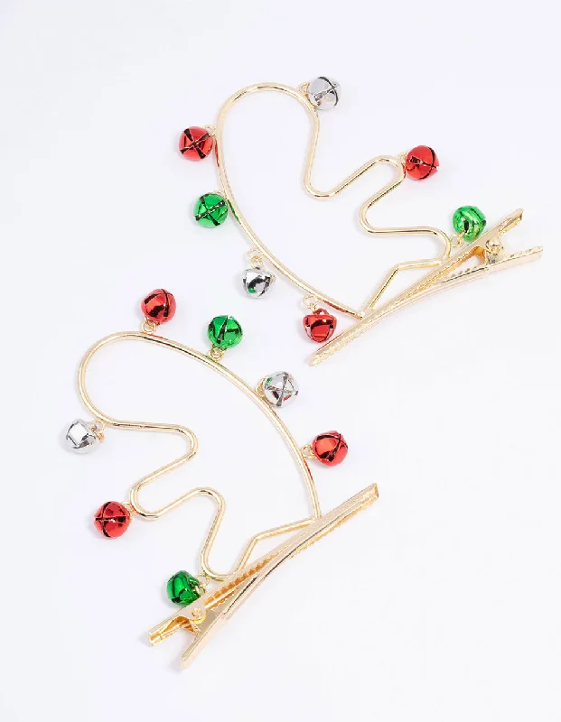 Best hoop earrings with detachable studs for a versatile and adjustable accessory-Gold Reindeer Antlers Claw Clip