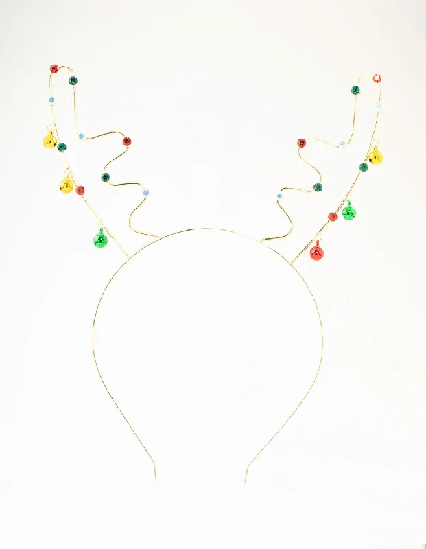 Classic hoop earrings with a thin profile for a sleek and subtle style-Jingle Bells Reindeer Headband