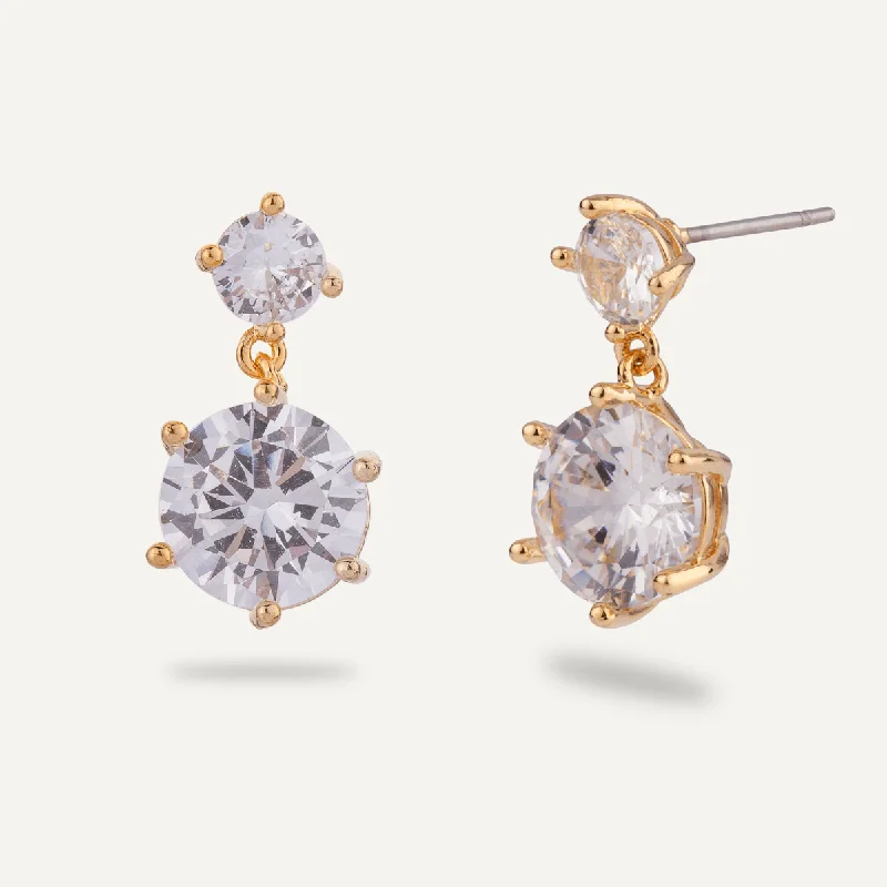 Hoop earrings with polished silver finish for a shiny, modern appeal-Kylie Cubic Zirconia Post Earrings In Gold-Tone