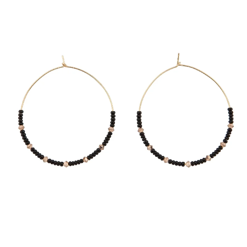 Best hoop earrings with custom designs for a personalized, unique accessory-Large Crystal Hoops - BLACK