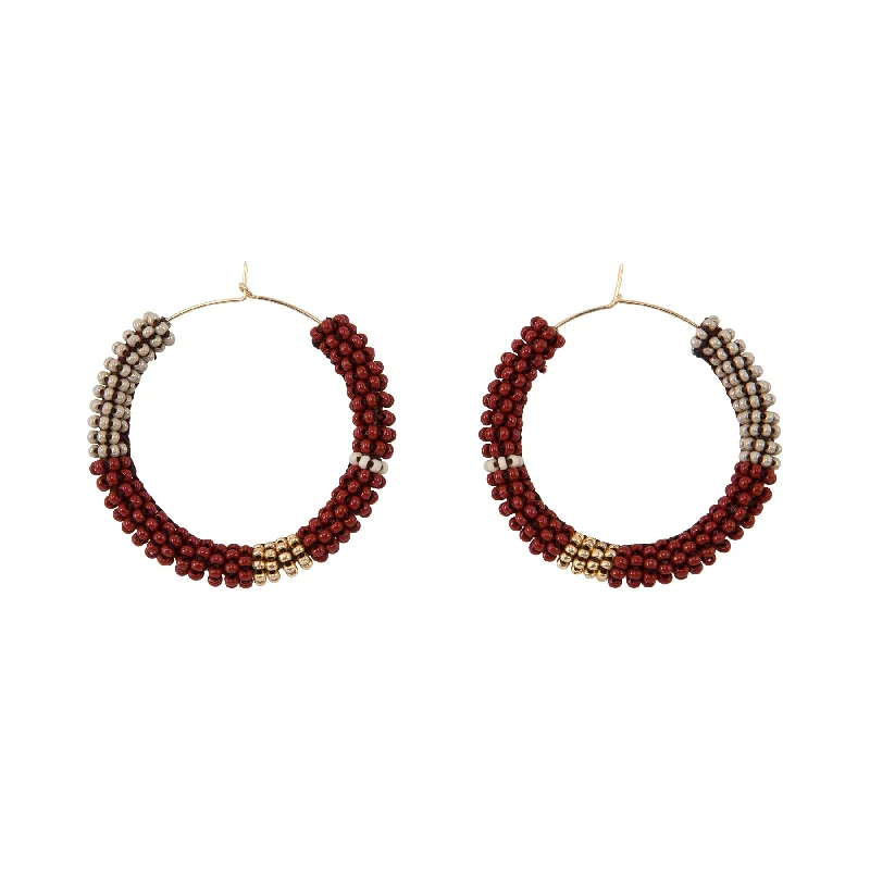 Small hoop earrings for a delicate and understated everyday wear-Large Jongoo Earrings - BURGUNDY/TAUPE/GOLD/PINK