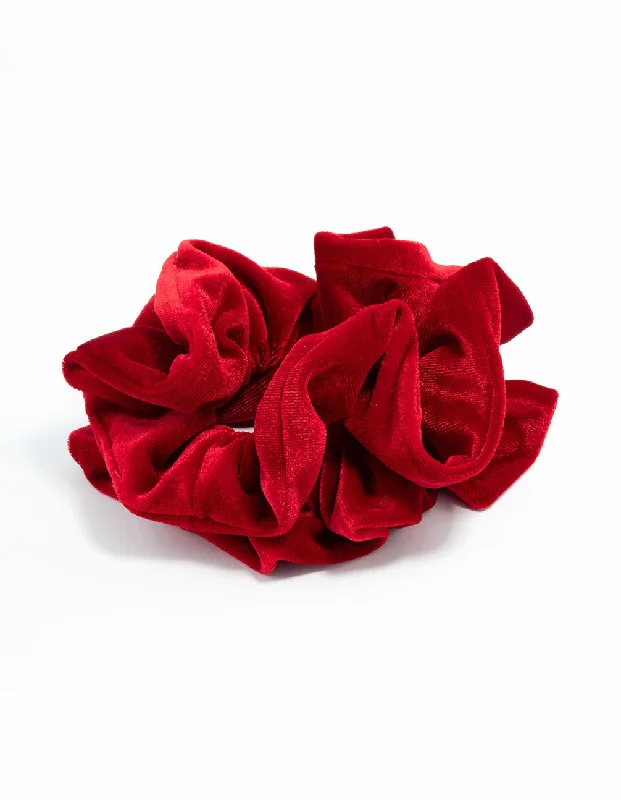 Large hoop earrings for a bold and statement-making fashion accessory-Large Red Velvet Fabric Scrunchie