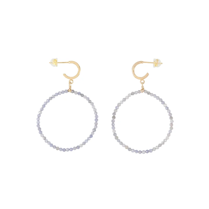 Best hoop earrings with custom designs for a personalized, unique accessory-Large Tanzanite Hoop Earrings - LAVENDER TANZANITE