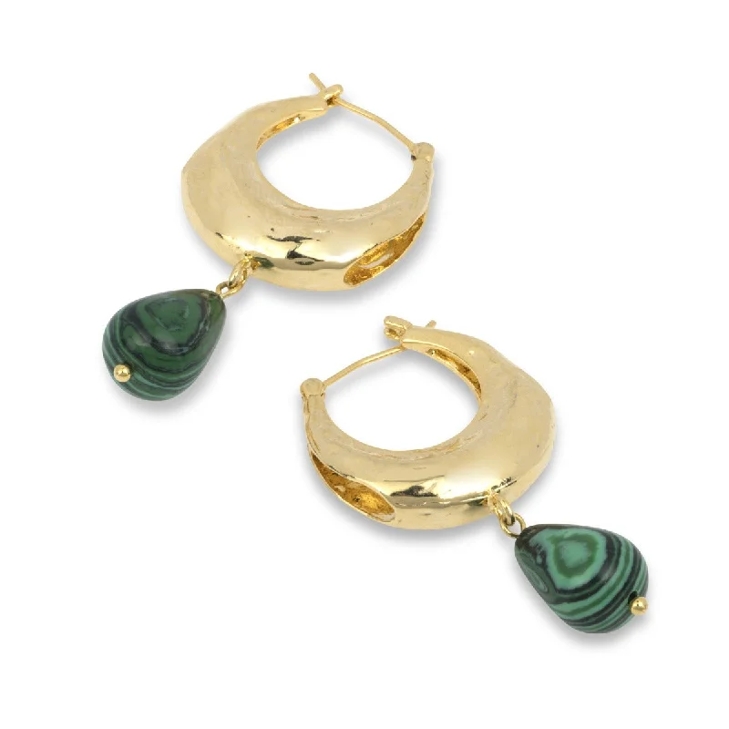 Hoop earrings with crescent moon shapes for a celestial and mystical appearance-Lindsey Malachite Earrings