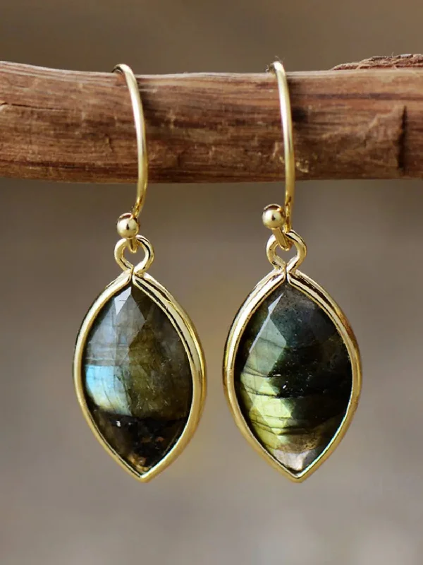 Best hoop earrings with hammered gold for a rustic yet elegant look-LOVCIA Geometrical Shape Natural Stone Dangle Earrings