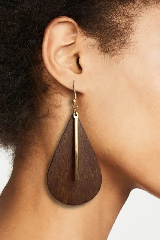 Best hoop earrings with braided leather for a rustic, stylish finish-LOVCIA Geometrical Shape Wooden Dangle Earrings