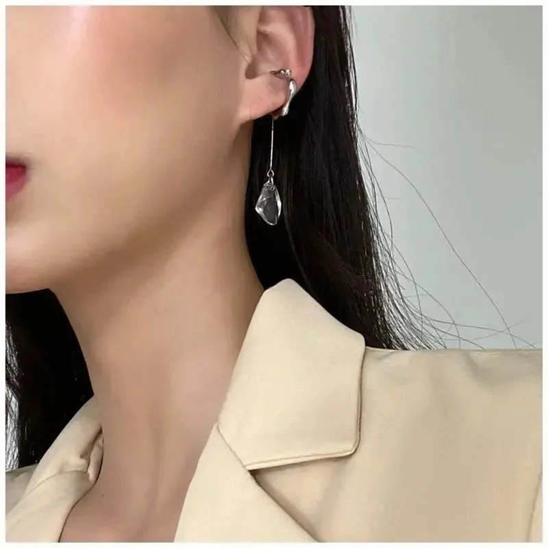 Hoop earrings with pearl accents for a chic and classic style-LOVCIA Get Glamorous Vintage Crystal Tassel Ear Clip - A Must-Have for Fashion Women