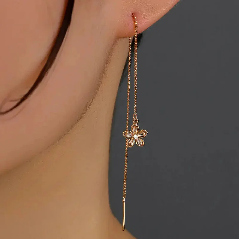 Best hoop earrings with geometric pendants for a modern, chic appeal-LOVCIA Gold Floral Copper Hardware Tassel Earring Earrings