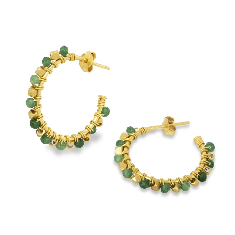 Best hoop earrings with marbled designs for a trendy and artistic effect-Mini Riva Green Agate Earrings