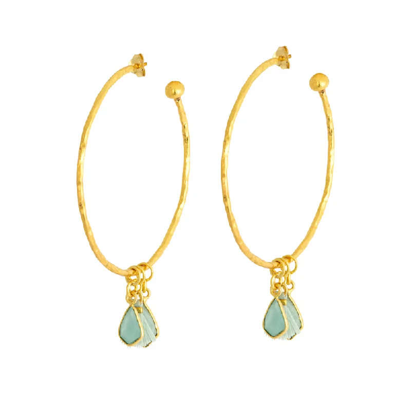 Hoop earrings with circle designs for a classic and timeless shape-Nicky Aqua Large Charm Hoops