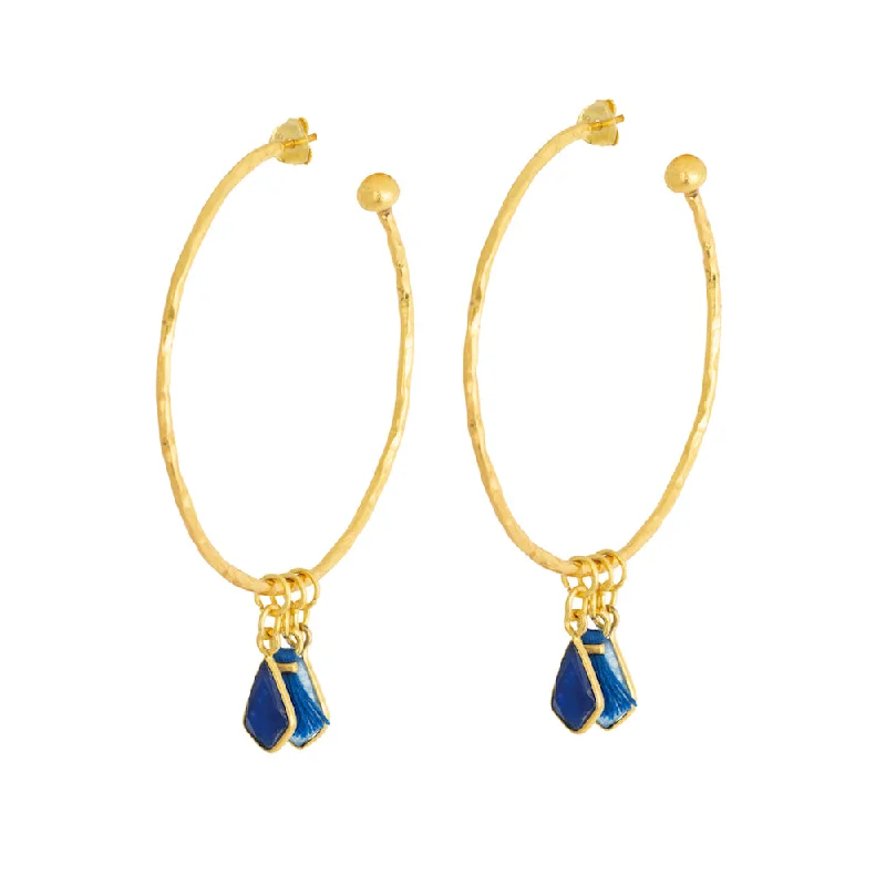 Best hoop earrings with geometric pendants for a modern, chic appeal-Nicky Navy Charm Large Hoops