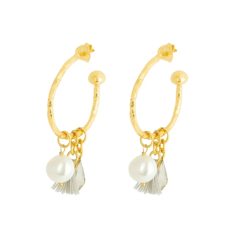 Best hoop earrings with geometric cuts for a sharp, modern appeal-Nicky White Small Charm Hoops