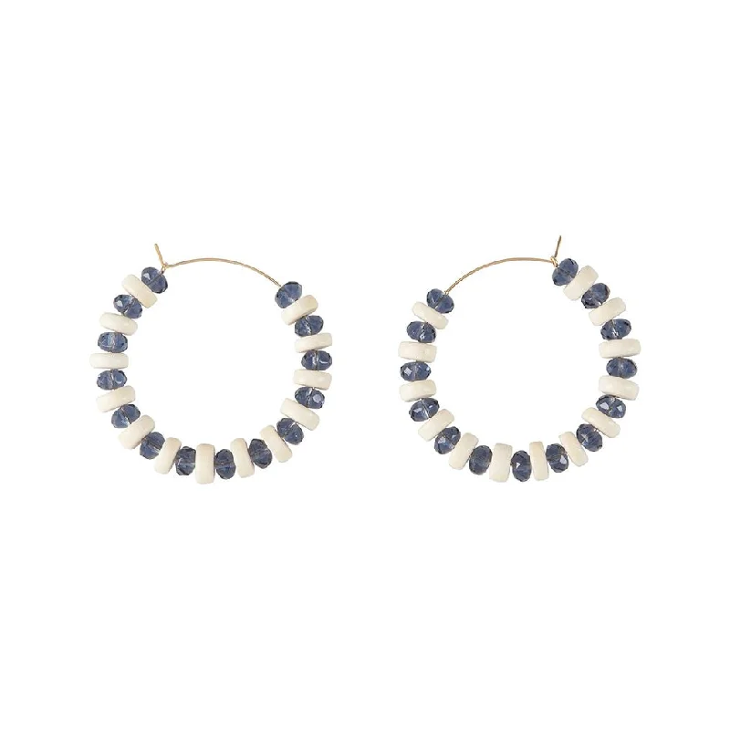 Best hoop earrings with minimalist designs for a clean and modern aesthetic-Origins Large Zebra Hoop - IVORY/BLUE