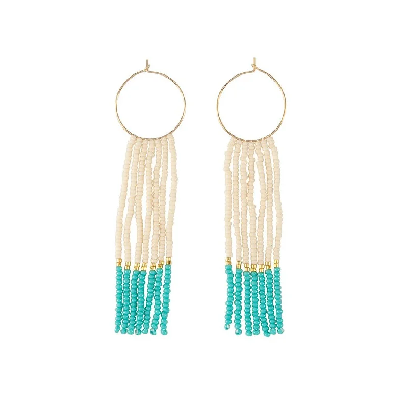 Hoop earrings with satin finishes for a smooth and elegant appearance-Pembetatu Extra Small Hoop Earrings - TURQUOISE/GOLD/PINK