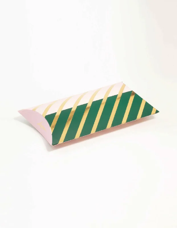 Hoop earrings with leather accents for a sleek and bold combination-Pink and Green Pillow Box