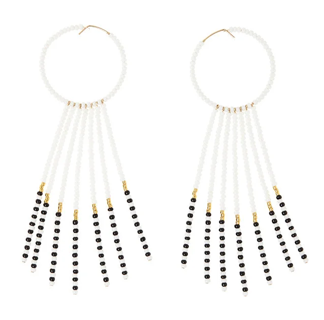 Hoop earrings with a matte black finish for a sleek, edgy vibe-Porcupine Earrings - WHITE/BLACK/GOLD