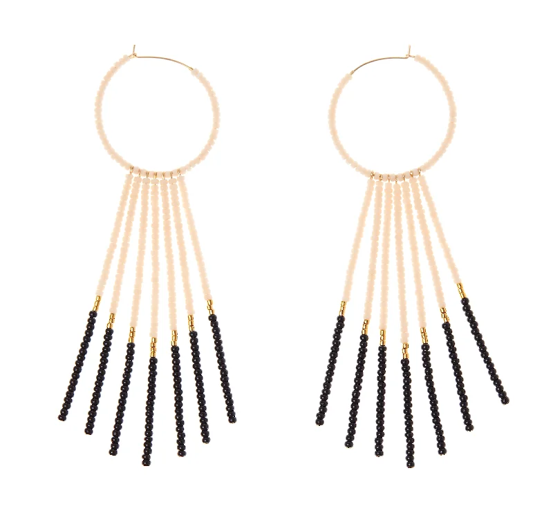 Hoop earrings with textured gold for a refined and sophisticated aesthetic-Porcupine Earrings - PINK/BLACK/GOLD