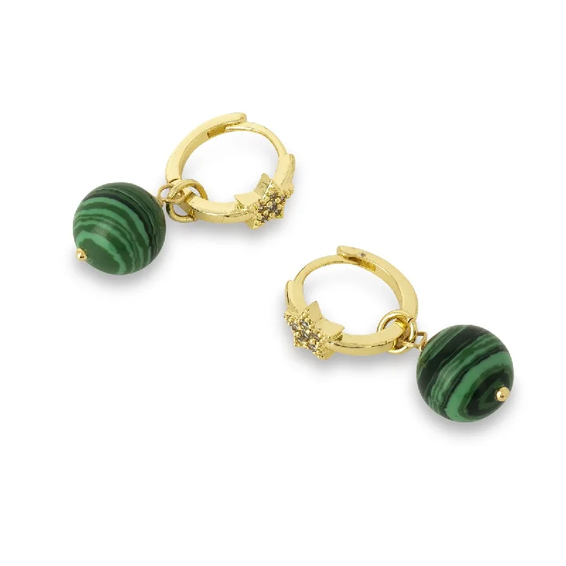 Best hoop earrings with sparkling cubic zirconia for a brilliant, budget-friendly effect-Raven Malachite Huggies