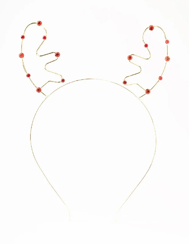 Best hoop earrings with custom engravings for a personalized and meaningful gift-Red Diamante Reindeer Headband