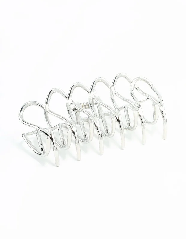 Hoop earrings with colorful beads for a fun and playful vibe-Silver Couture Claw Clip