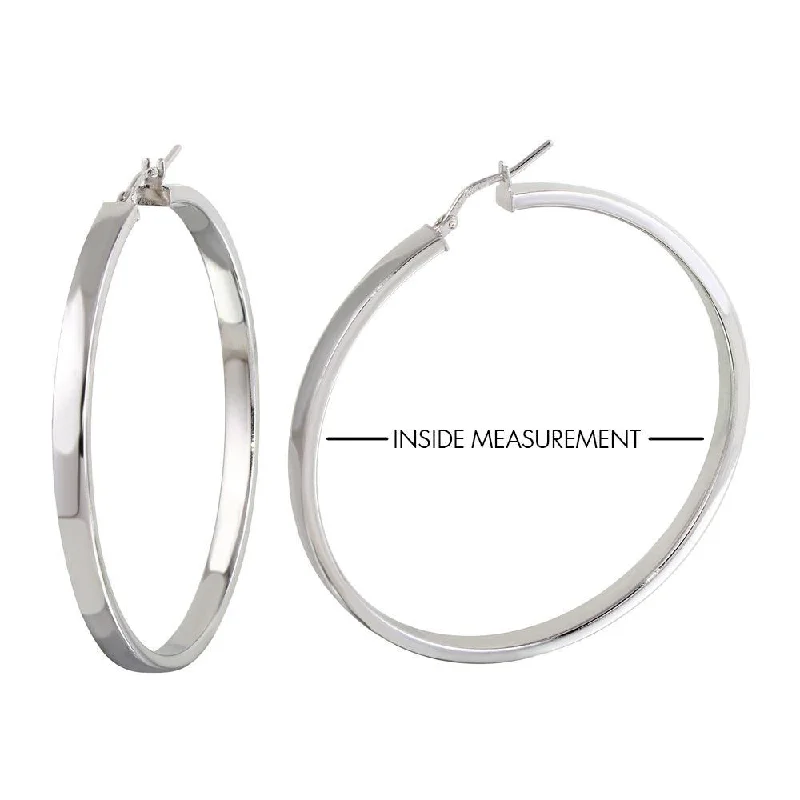 Best hoop earrings with hammered gold for a rustic yet elegant look-925 Sterling Silver Basic Non Plated Electroforming Flat 4mm Hoop Earrings - ARE00022SL