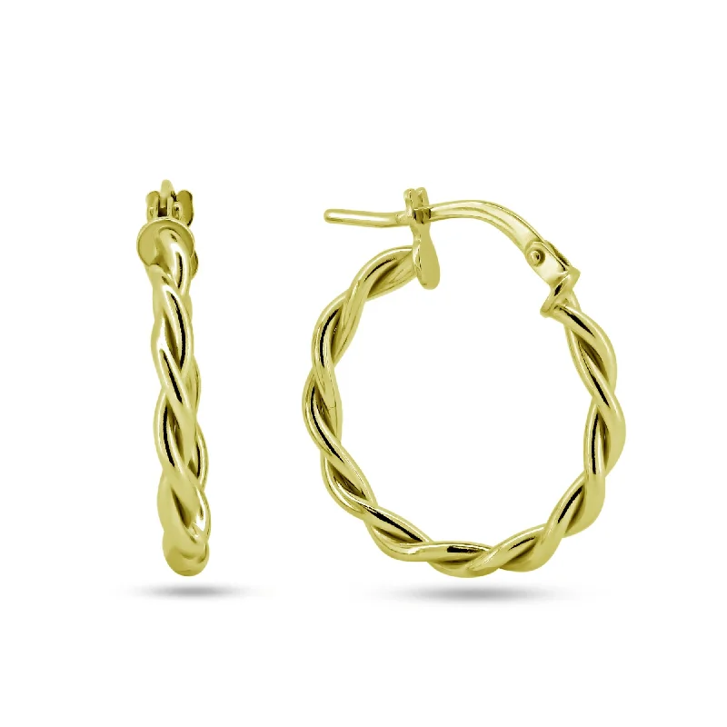 Best hoop earrings with snake chain details for a sleek and modern touch-Gold Plated 925 Sterling Silver Silver Twisted Hoop Earrings - ARE00040GP