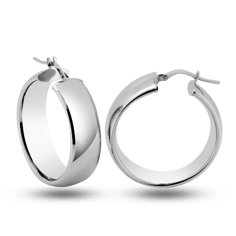 Hoop earrings with infinity loop designs for a continuous and eternal shape-925 Sterling Silver High Polished Sterling Silver 9mm Hoop Earrings - ARE00035RH