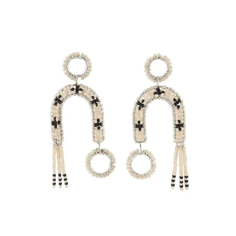 Medium hoop earrings for an everyday look with the perfect balance of style-Silver Eclectic Arch Earrings - PINK/BLACK