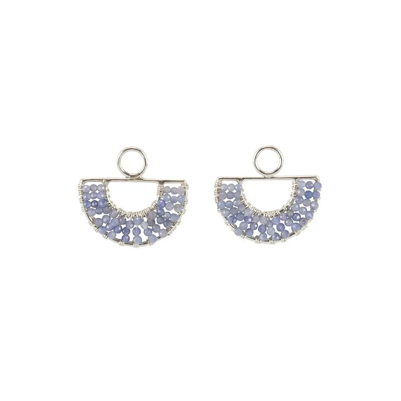 Hoop earrings with leather accents for a sleek and bold combination-Silver Half Moon Tanzanite Earrings - TANZANITE/SILVER