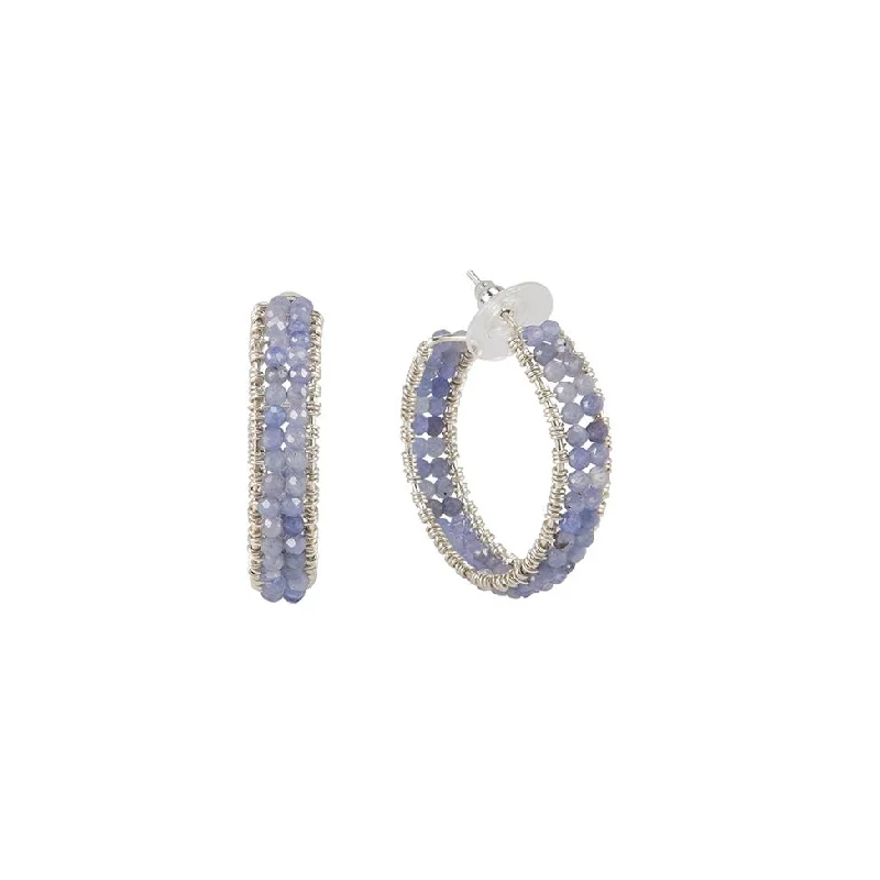 Hoop earrings with hammered textures for a boho-chic and rustic vibe-Silver Medium Tanzanite Huggies - TANZANITE/SILVER