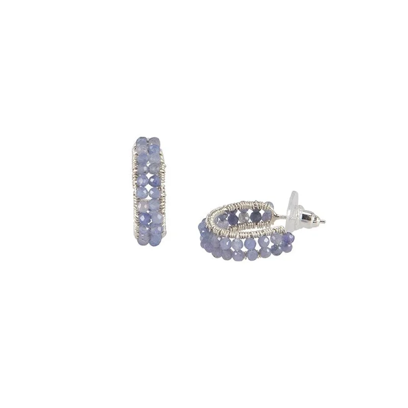 Best hoop earrings with gemstone accents for a colorful and elegant appearance-Silver Mini Tanzanite Huggies - TANZANITE/SILVER