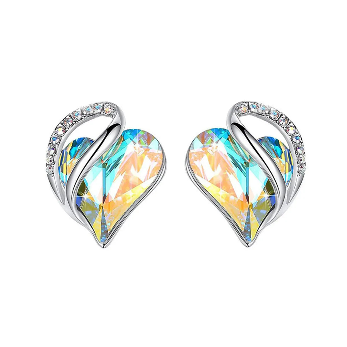 Best hoop earrings with angel wing accents for a spiritual and meaningful design-Simple Style Heart Shape Alloy Heart Plating Artificial Gemstones Women'S Ear Studs