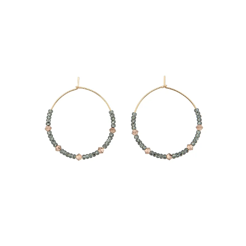 Best hoop earrings with matte finish for a sophisticated, understated design-Small Crystal Hoops - SHINY GRAPHITE