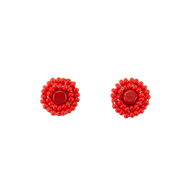 Best hoop earrings with gold for a luxurious and timeless look-Small Kifungo Earrings - RED