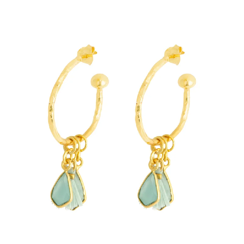 Best hoop earrings with intricate beaded details for a textured, stylish appearance-Nicky Aqua Small Charm Hoops