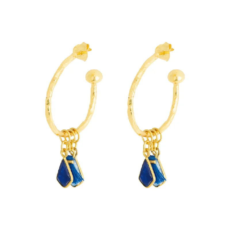 Hoop earrings with intricate designs for a unique and artistic appearance-Nicky Navy Small Charm Hoops