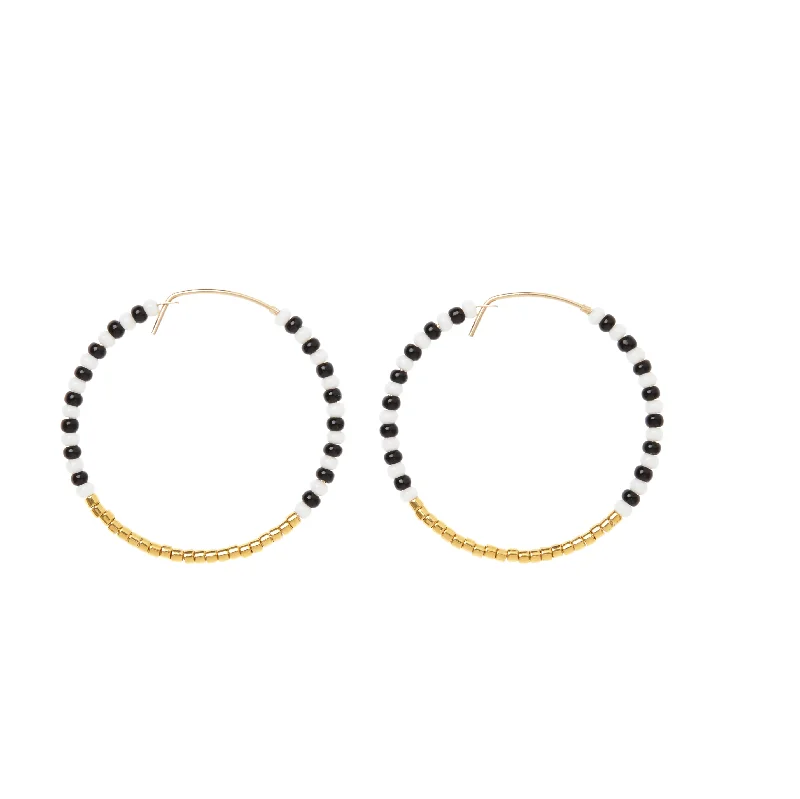 Stylish hoop earrings with diamond accents for an elegant and sparkling effect-Small Zebra Hoop Earrings - BLACK/WHITE/GOLD