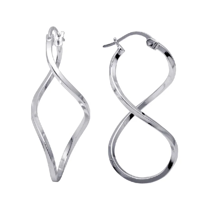 Hoop earrings with floral motifs for a feminine and nature-inspired look-High Polished 925 Sterling Silver Infinity Hoop Earrings - HP11