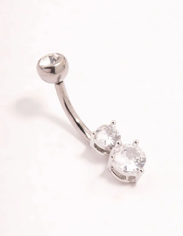 Best hoop earrings with sparkling cubic zirconia for a brilliant, budget-friendly effect-Titanium Cubic Zirconia Threadless Bellybar