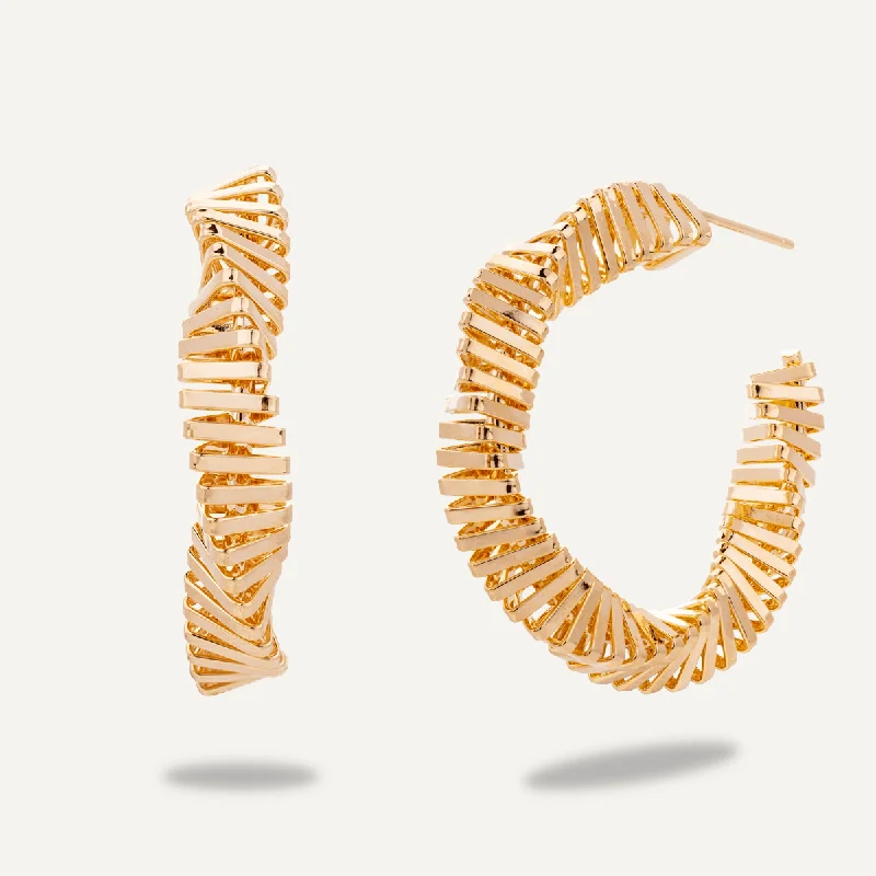 Best hoop earrings with Swarovski crystals for added sparkle and luxury-Twisted Abstract Hoops In Gold-Tone