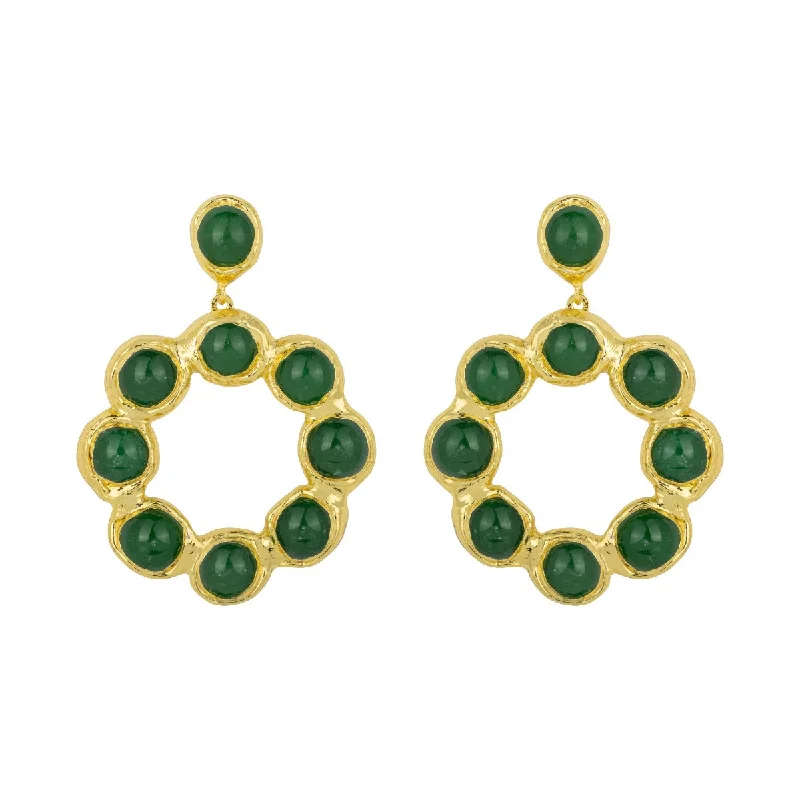 Best hoop earrings with geometric triangle shapes for a modern, chic design-Wanda Green Malachite Earrings