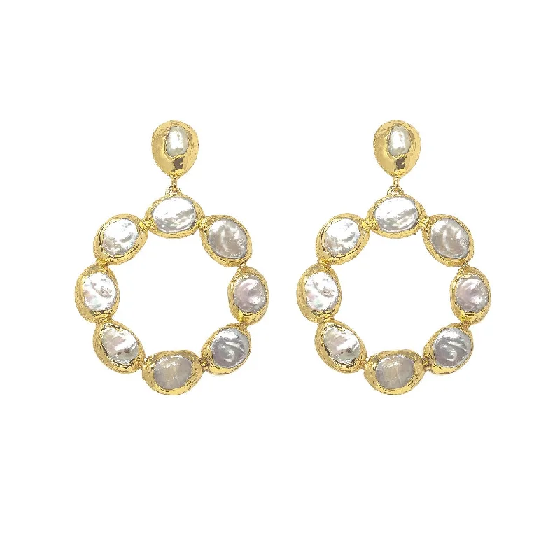 Hoop earrings with removable pendants for a versatile and customizable accessory-Wanda Pearl Earrings