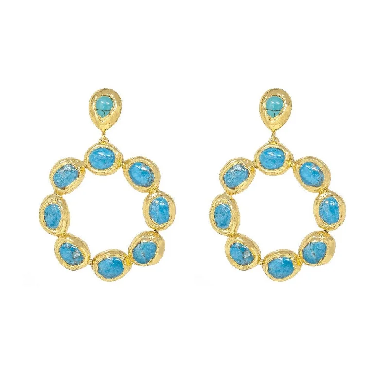 Best hoop earrings with textured silver for a rustic and organic finish-Wanda Turquoise Earrings