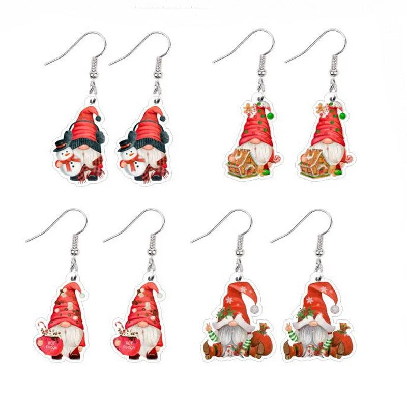 Hoop earrings with textured gold for a refined and sophisticated aesthetic-Wholesale Cartoon Resin Santa Claus Candy House Earrings