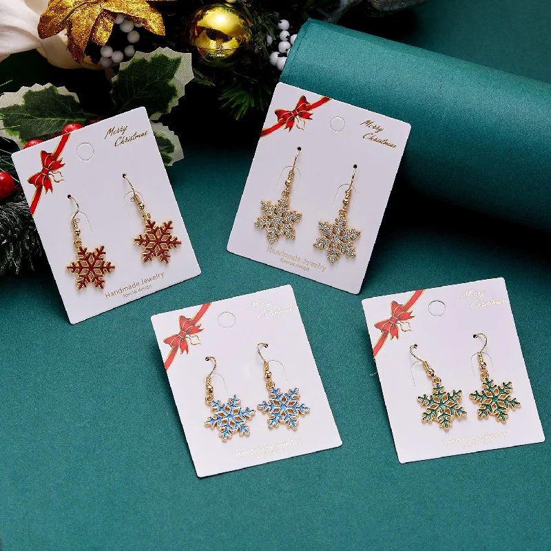 Hoop earrings with multi-tone finishes for a colorful and layered effect-Wholesale Christmas Gold Sequin Snowflake Alloy Earrings