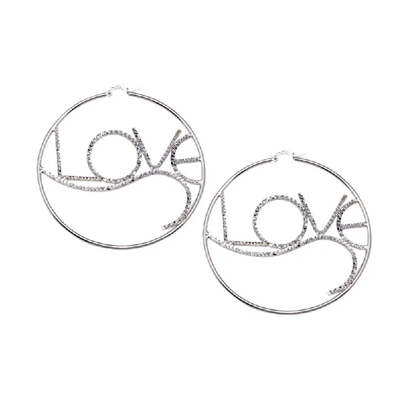 Best hoop earrings with sterling silver for an affordable and chic design-High Polished 925 Sterling Silver Diamond Cut Love Hoop Earrings - HP07