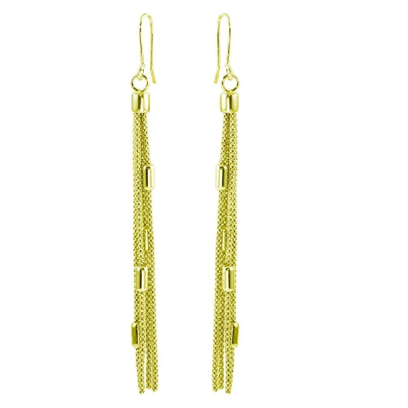 Best hoop earrings with vintage-style detailing for a nostalgic and timeless look-Gold Plated 925 Sterling Silver Tassel Earrings - ARE00011GP