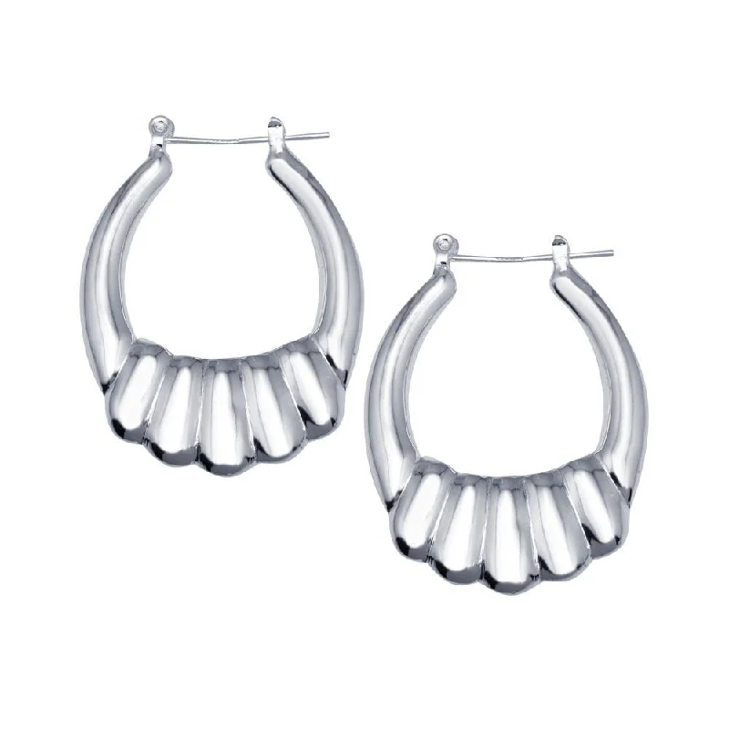 Hoop earrings with cut-out designs for a creative and lightweight effect-High Polished 925 Sterling Silver Hollow Shrimp Hoop Earrings - HP09