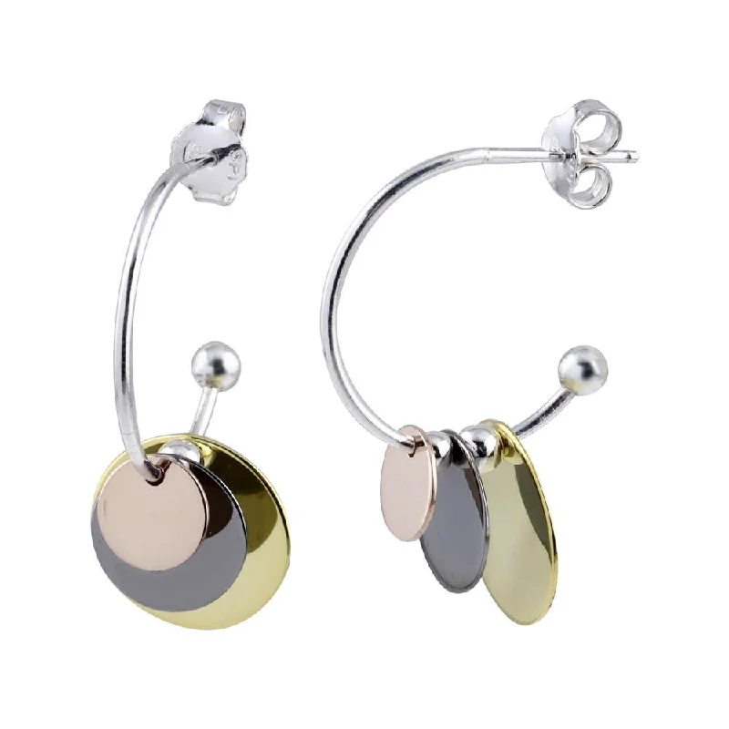 Best hoop earrings with Swarovski crystals for added sparkle and luxury-Multi Plated 925 Sterling Silver Dangling Round Charm Earrings - SOE00022